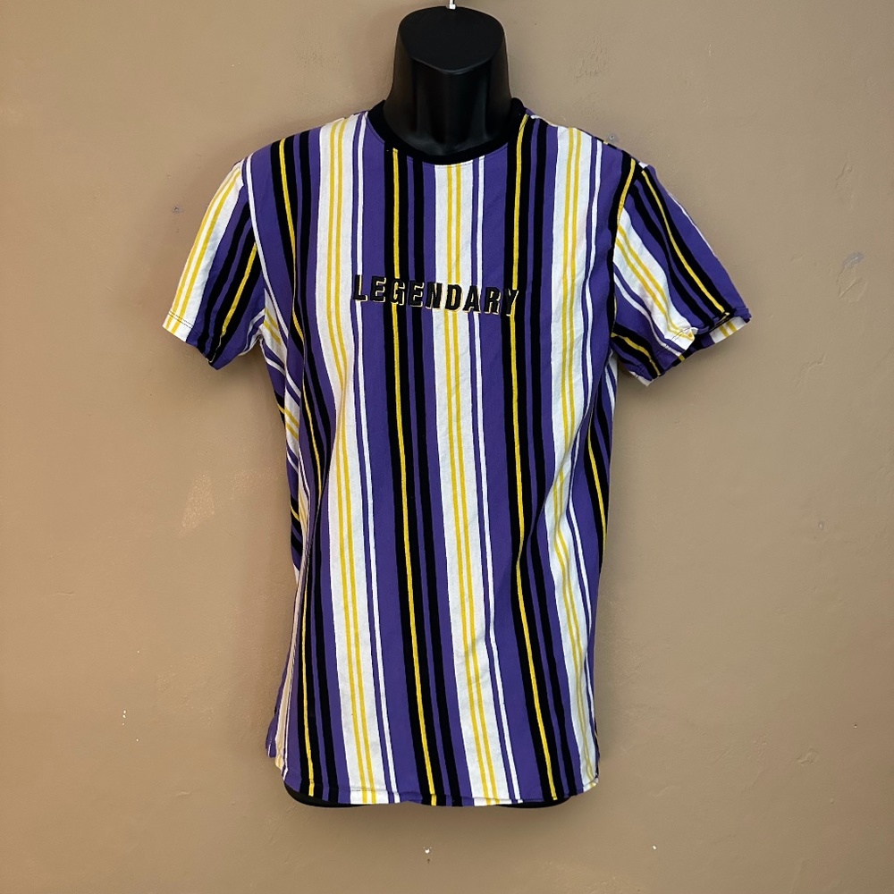 Vox Populi Legendar Embroidered Striped T Shirt Small Gently worn 100% cotton